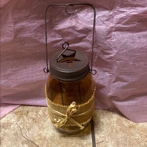 Brown Candle Holderwith Metal Handle Accent